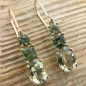 Green and Gold Drop Earrings